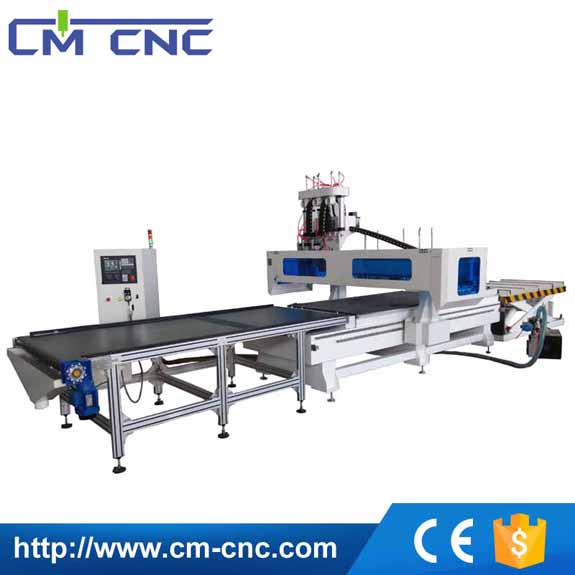 4X8 Feet Wood Plate Furniture Nesting CNC Router With Auto Feeding And Outfeeding System